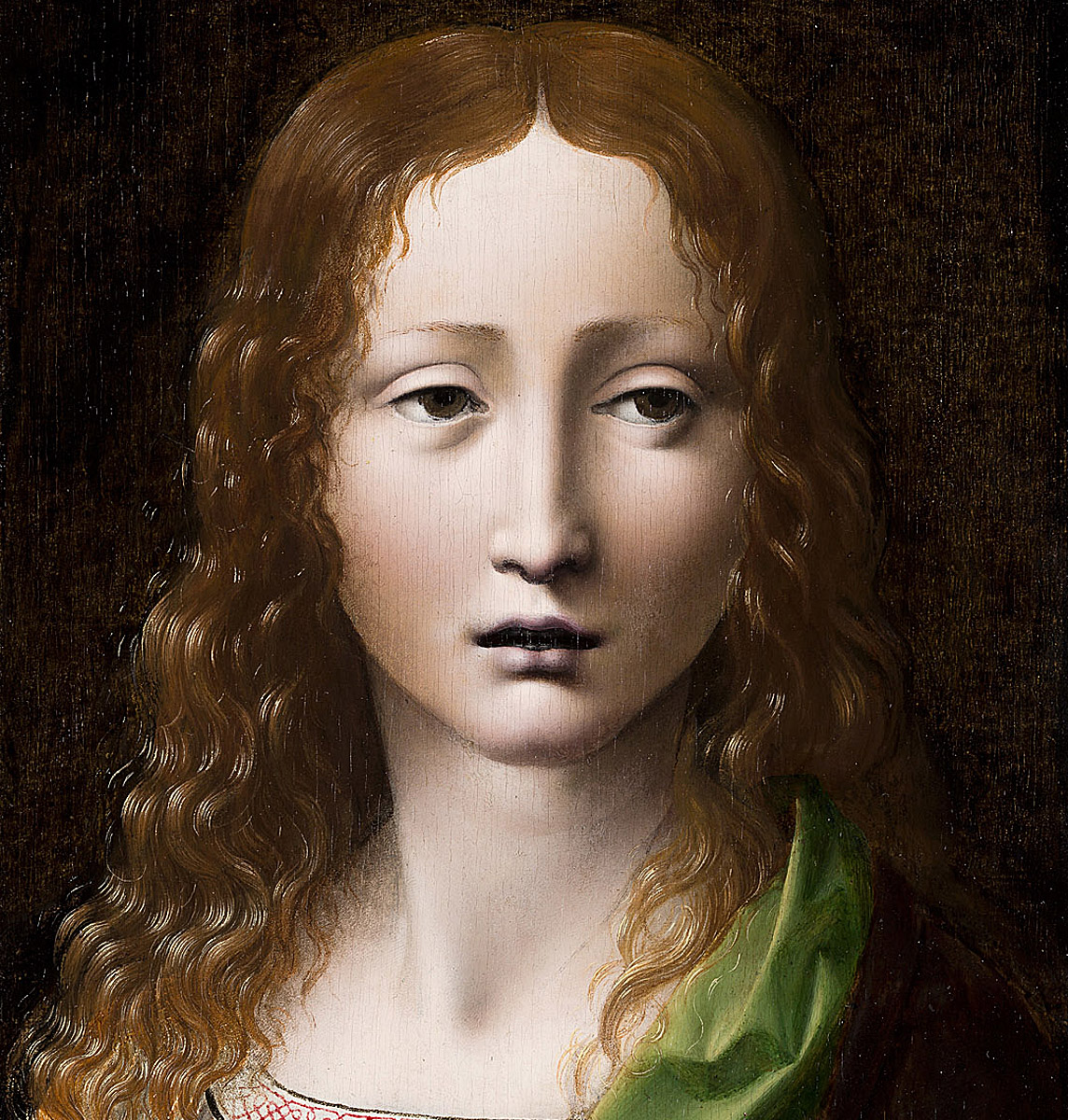 Detalle de "El Salvador adolescente" (hacia 1490-1495) atribuido a Giovanni A. Boltraffio. Museo Lázaro Galdiano