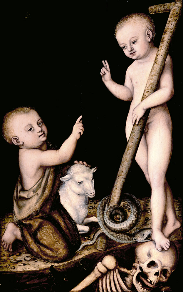 LUCAS CRANACH: "El Niño Jesús adorado por S. Juan Bautista"