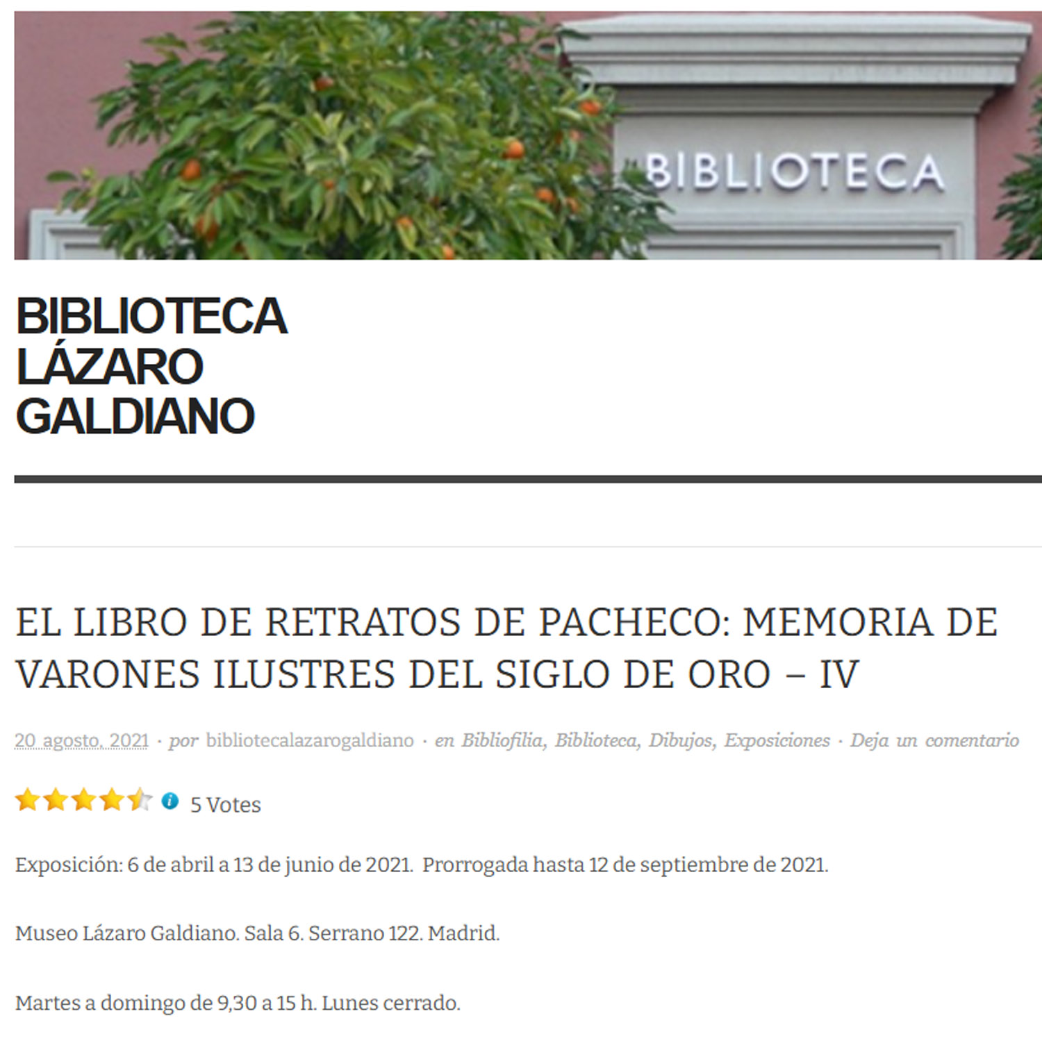 Imagen del blog oficial de la Biblioteca Lázaro Galdiano