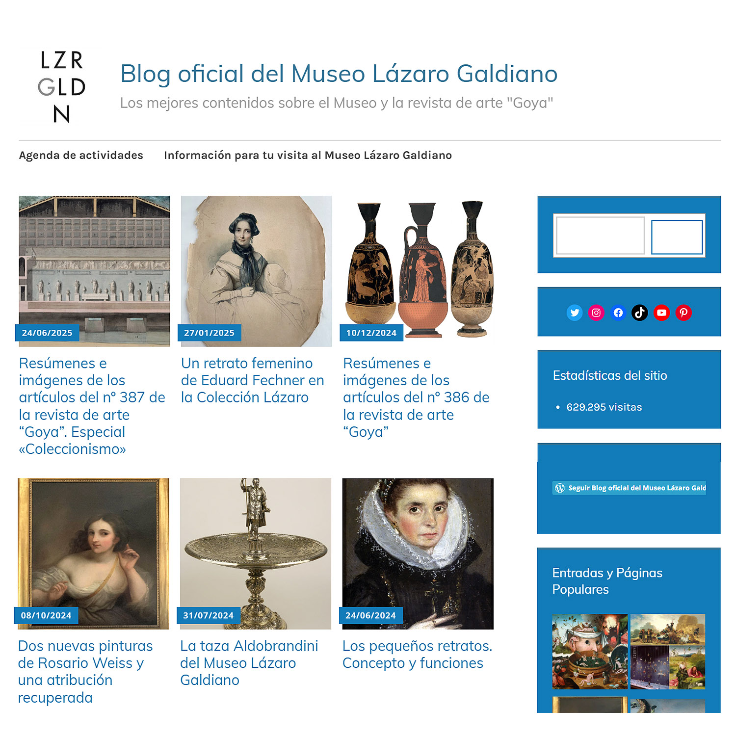 Imagen de la portada del blog oficial del Museo Lázaro Galdiano