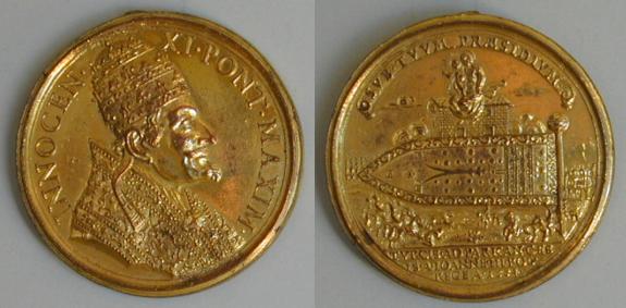 Medalla del papa Inocencio XI conmemorativa de la victoria sobre el ejercito otomano en la batalla de Parkany